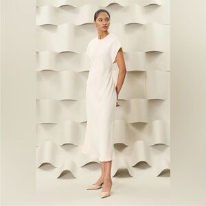 Elegant Luxely Cream Midi Dress